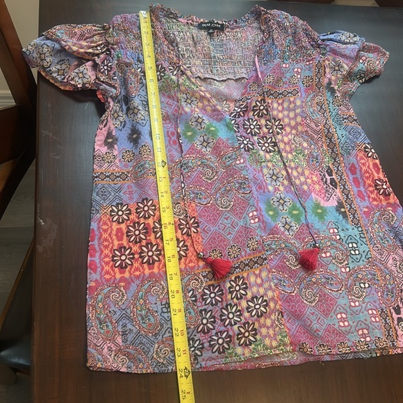 Dear John Multicolour Short Sleeve Peasant Boho Top - Picture 13 of 14